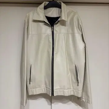 SOBER 화이트 라이더 자켓 가죽 자켓 XL