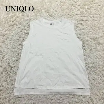 유니클로 화이트 슬리브리스 T셔츠 빅 사이즈 상의