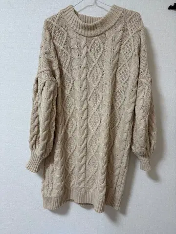 Chico 케이블 짜임 니트 원피스 베이지