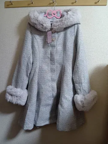 새상품 ROJITA 백리본 후디 코트 그레이 로지타