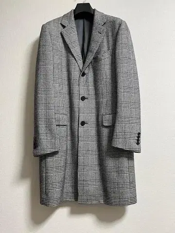 투모로우랜드 필그림 체스터 코트 글렌체크 울 캐시미어