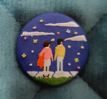 지브리 자수 브로치 귀를 기울이면