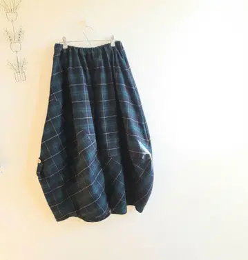 핸드메이드 [M~XL] 따뜻한 선염 기모 티슈 체크 디자인 스커트