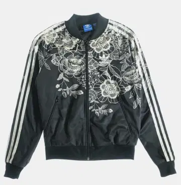 [ 아디다스 ] 트랙 자켓 블랙 OT 꽃무늬 트레포일 자수