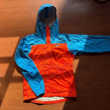 Patagonia 후드 부착 나일론 자켓 오렌지/블루