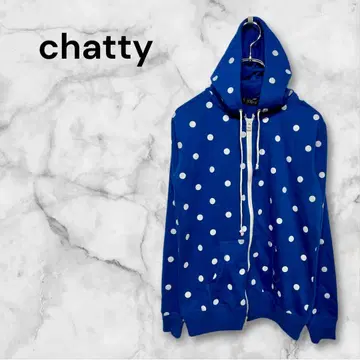 차티 물방울 패턴 후드 부착 후드티 긴팔 레귤러 기장 집업 M