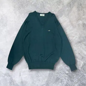 크로커다일 V넥 스웨터 니트 다크 그린 L 사이즈