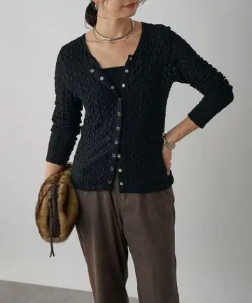 [ RIVE DROITE ] 레이스 2WAY 티셔츠 (블랙)