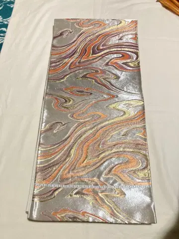 후쿠로 오비 2개 세트 마블과 오렌지 물결 무늬 소재 활용