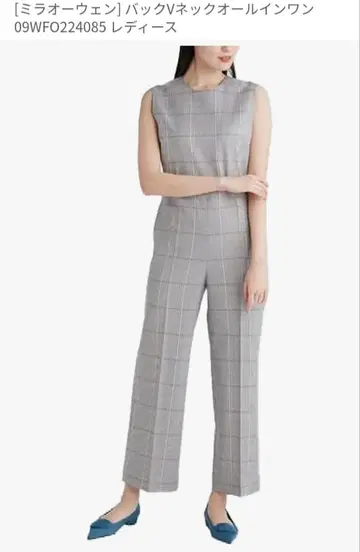 Mila Owen 백넥 올인원 그레이 체크 무늬