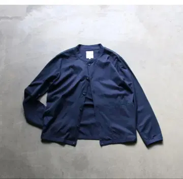 네이비 노카라 가디건