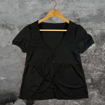 구제 의류 상의 반팔 블랙 가디건 여성용 가을 겨울