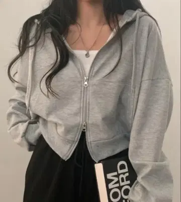 미사용 새상품 택 포함 더블 지퍼 숏 후드티