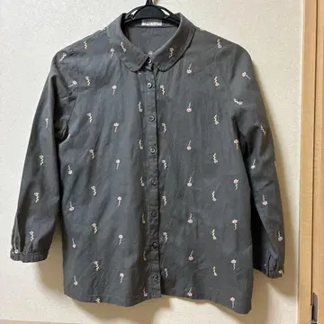 Sally Scott 꽃무늬 자수 긴팔 셔츠 그레이