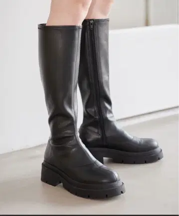 인힐 스트레치 롱 부츠 블랙 Heather