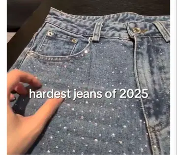 VYBES 큐빅 데님 팬츠 청바지 스팽글 반짝이는 빛나는