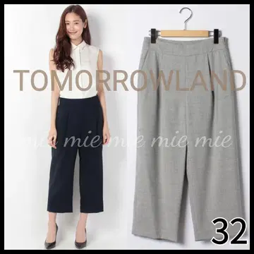 TOMORROWLAND 프론트 턱 크롭 팬츠 와이드 팬츠 울