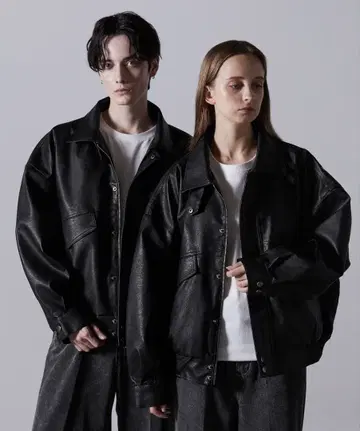 Vintage Design Blouson/빈티지 디자인 인조 가죽 블루종