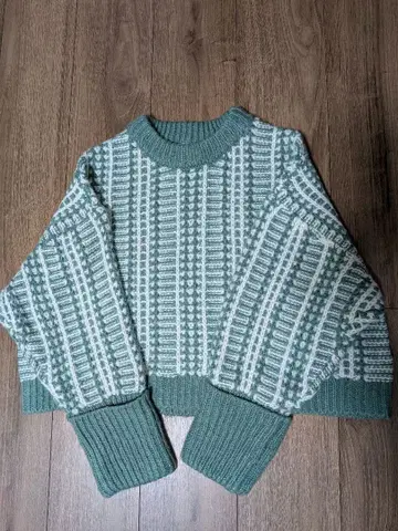 BEAMS HEART 그린 컬러 뜨개질 니트 스웨터