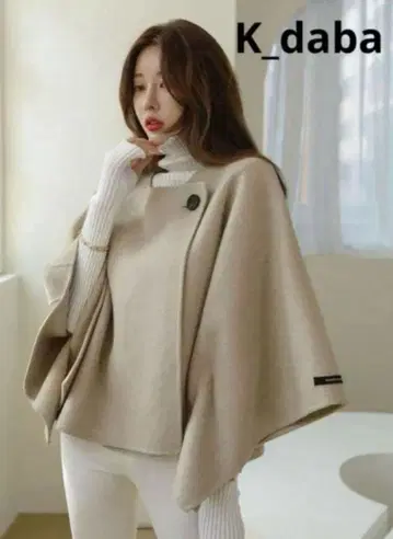 K_dada 베이지 울 혼방 판초 케이프 자켓