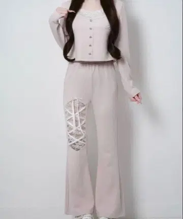 Lumignon Sugar 레이스 리본 세트 핑크 미뇽