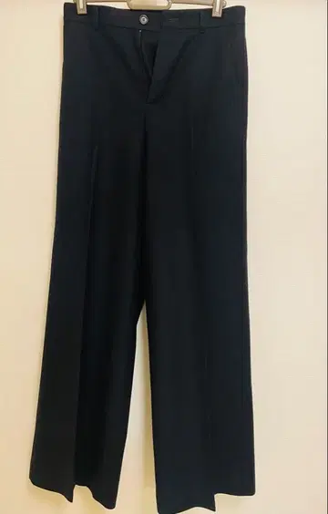 MACPHEE 네이비/블랙 울 와이드 팬츠 34