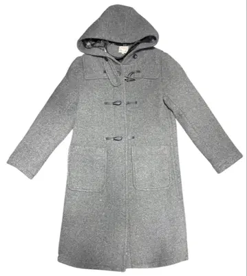 그레이 더플 코트 롱 기장 후드 부착