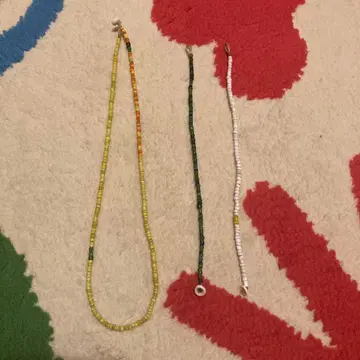 비즈 목걸이 1개 팔찌 2개 세트