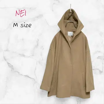 NEI 울 코트 후드 부착 미들 기장 M 사이즈 베이지