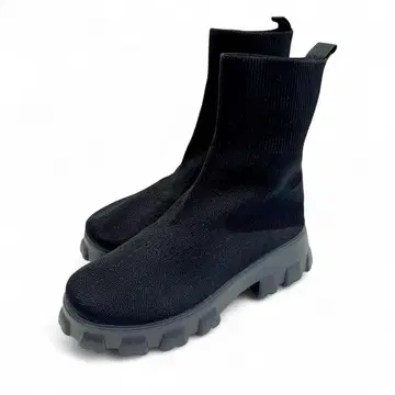 컨디션 최상 통굽 삭스 부츠 블랙 24.5cm 스트레치