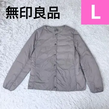 [ 미사용 새상품 ] 무인양품 여성용 노카라 다운 자켓 베이지 L