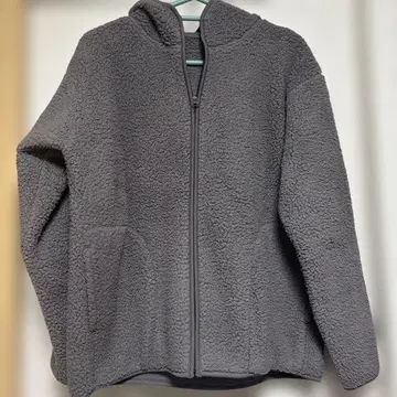 무인양품 그레이 플리스 자켓 후드 부착