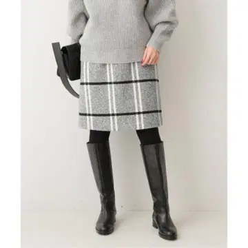 IENA NALYA 빅 체크 사다리꼴 스커트 그레이 36 사이즈