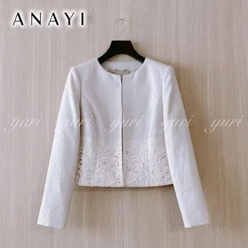 [ 842 ] 아나이 샤이니 도비 레이스 크루 자켓 라이트 베이지 36