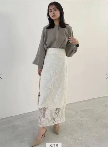 [ 미사용 새상품 ] 아뉴앙스/부케 레이스 타이트 스커트