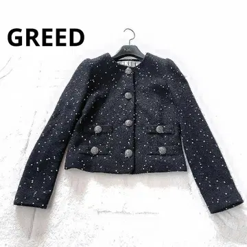 새상품급 GREED 노카라 자켓 blondy 트위드
