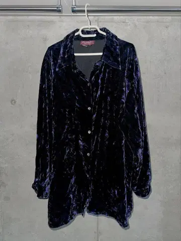벨벳 셔츠 레오파드 무늬 보라색 XL 구제 의류 여성용