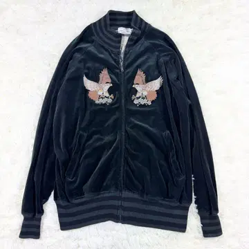 카라쿠리타마시 벨로아 자켓 스카잔 아우터 독수리 후지산 자수 L