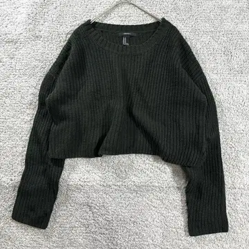 포에버21 니트 숏 기장 드롭 숄더 루즈핏 M 그린