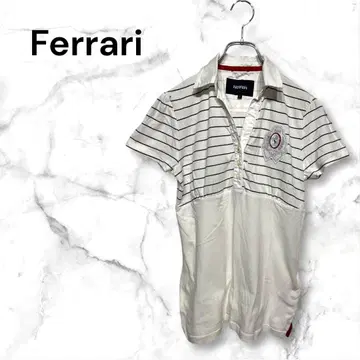 페라리 스트라이프 피케 셔츠 화이트 보더 앞 버튼 S 사이즈