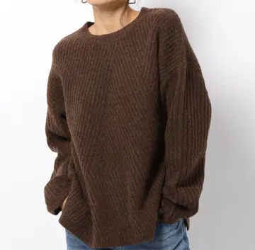 BARNYARDSTORM  와이드 리브 니트 브라운