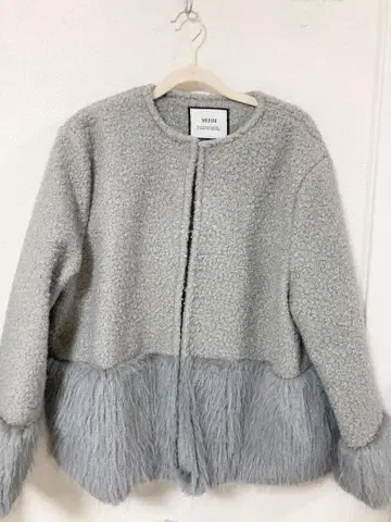 리디 미즘 인조 모피 절개 노카라 숏코트