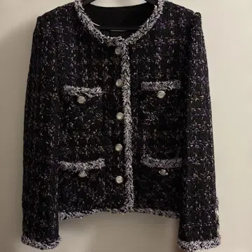 블랙 트위드 자켓