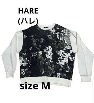 HARE 꽃무늬 맨투맨 트레이닝복 M 화이트 플라워 하레 모노톤