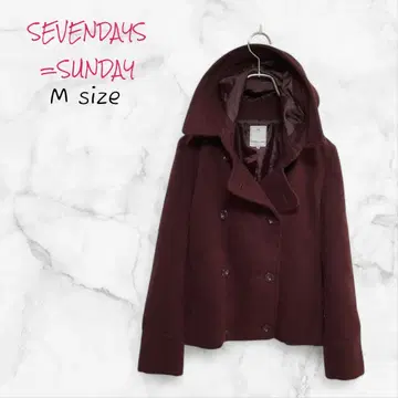 SEVENDAYS=SUNDAY 피 코트 숏 기장 M 와인 레드 구제 의류