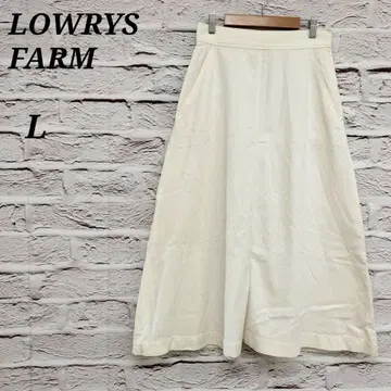 로리즈팜 [ L ] 롱 플레어 스커트 코튼 혼방 센터 플리츠 화이트