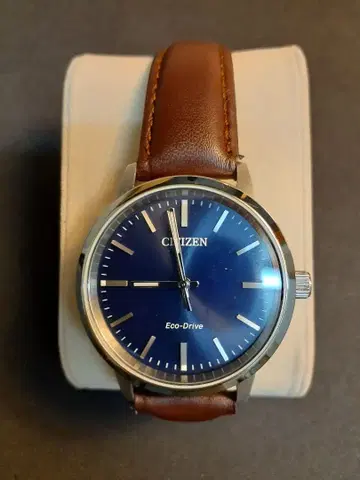 Citizen Eco-Drive 손목시계 시티즌 네이비 가죽 벨트