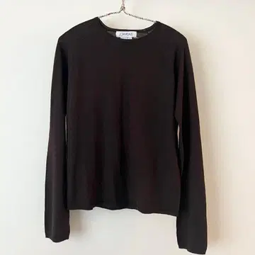 JOAN&DAVID 실크 울 짙은 갈색 니트 얇은 소재 스웨터