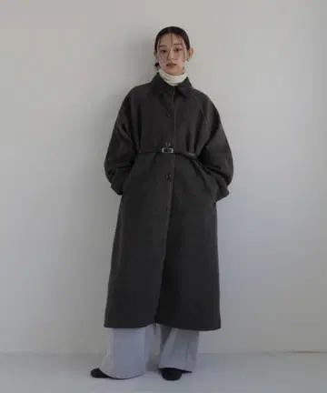 택 포함 새상품 모사 벨트 포함 롱 코트 hellam 차콜