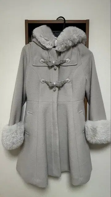 리즈리사 리본 벨트 후드 코트 그레이 LIZLISA